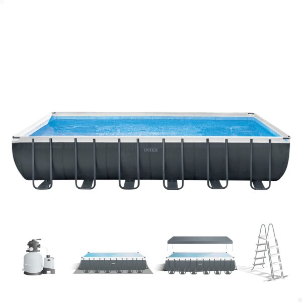 Intex Aufstellpool Komplettset Pool für Garten Outdoor Schwimmbecken Sommer Badespaß Familie Kinder Premium Qualität Gartenpool Sommerurlaub