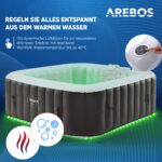 Arebos Whirlpool 185x185cm 6 Personen LED aufblasbar Pool für Garten Outdoor Schwimmbecken Sommer Badespaß Familie Kinder Premium Qualität – Bild 6