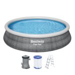 Bestway Aufstellpool 457x107cm Filterpumpe Komplettset Pool für Garten Outdoor Schwimmbecken Sommer Badespaß Familie Kinder Premium Qualität