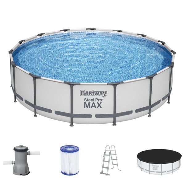 Bestway Aufstellpool 457x107cm Filterpumpe Komplettset Pool für Garten Outdoor Schwimmbecken Sommer Badespaß Familie Kinder Premium Qualität