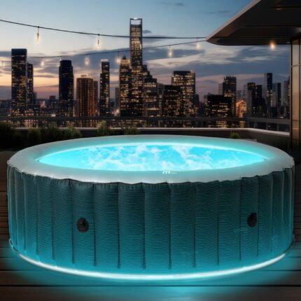 MSpa Starry Aufblasbarer Whirlpool 6 Personen Ø204x70cm | 138 Massagedüsen | LED | Heizung & Timer | In-Outdoor Bubble Spa