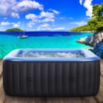 MSpa Tekapo Aufblasbarer Whirlpool 6 Personen 185x185cm | 132 Massagedüsen | In-Outdoor Bubble Spa mit Heizung & Timer